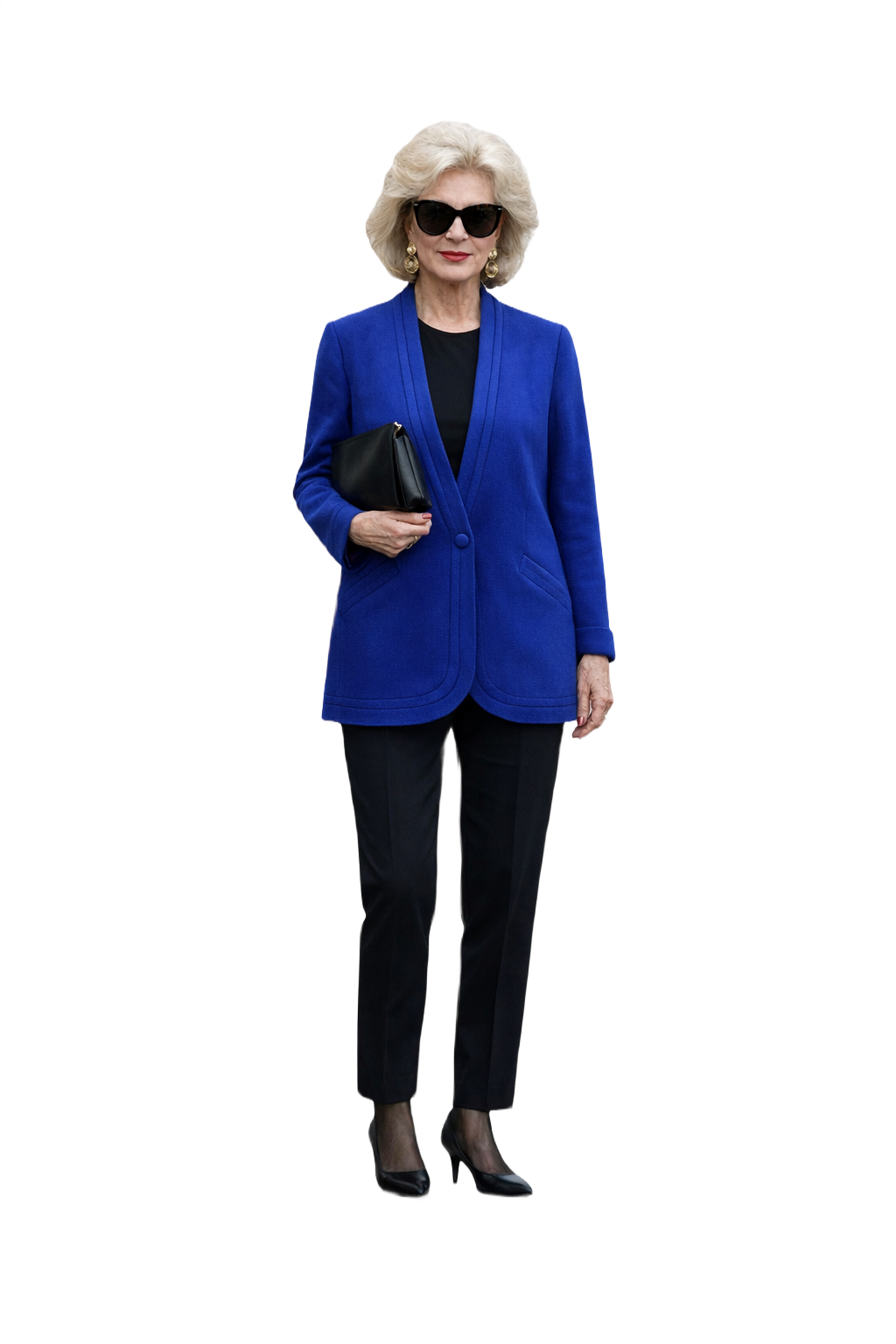 1990s Royal Blue Wool Blend Blazer - Model