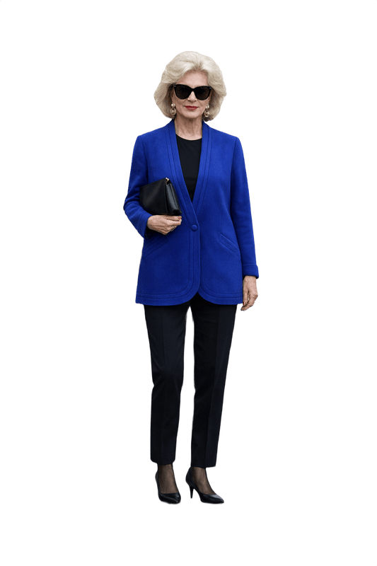 1990s Royal Blue Wool Blend Blazer - Model