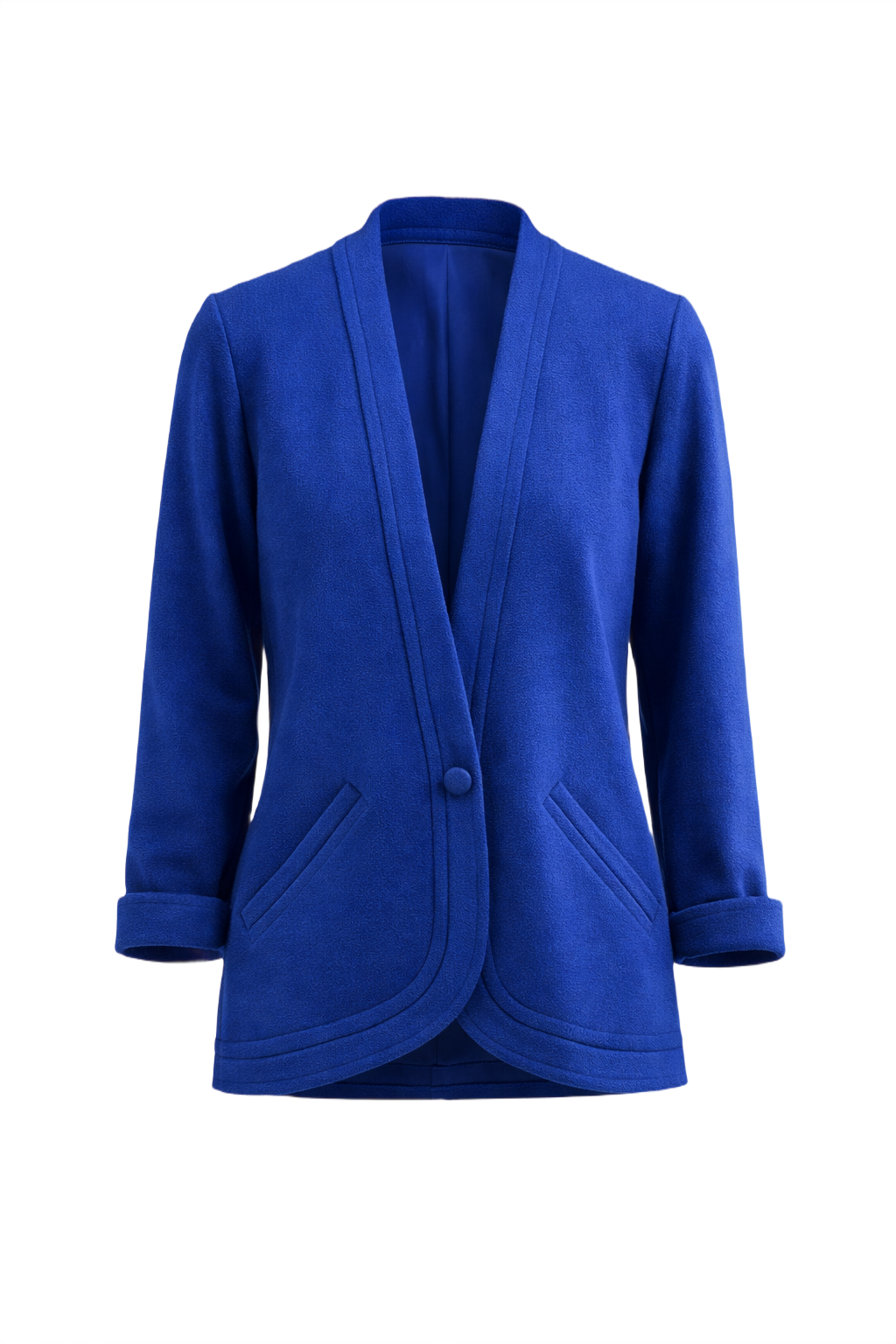 1990s Royal Blue Wool Blend Blazer - Front View