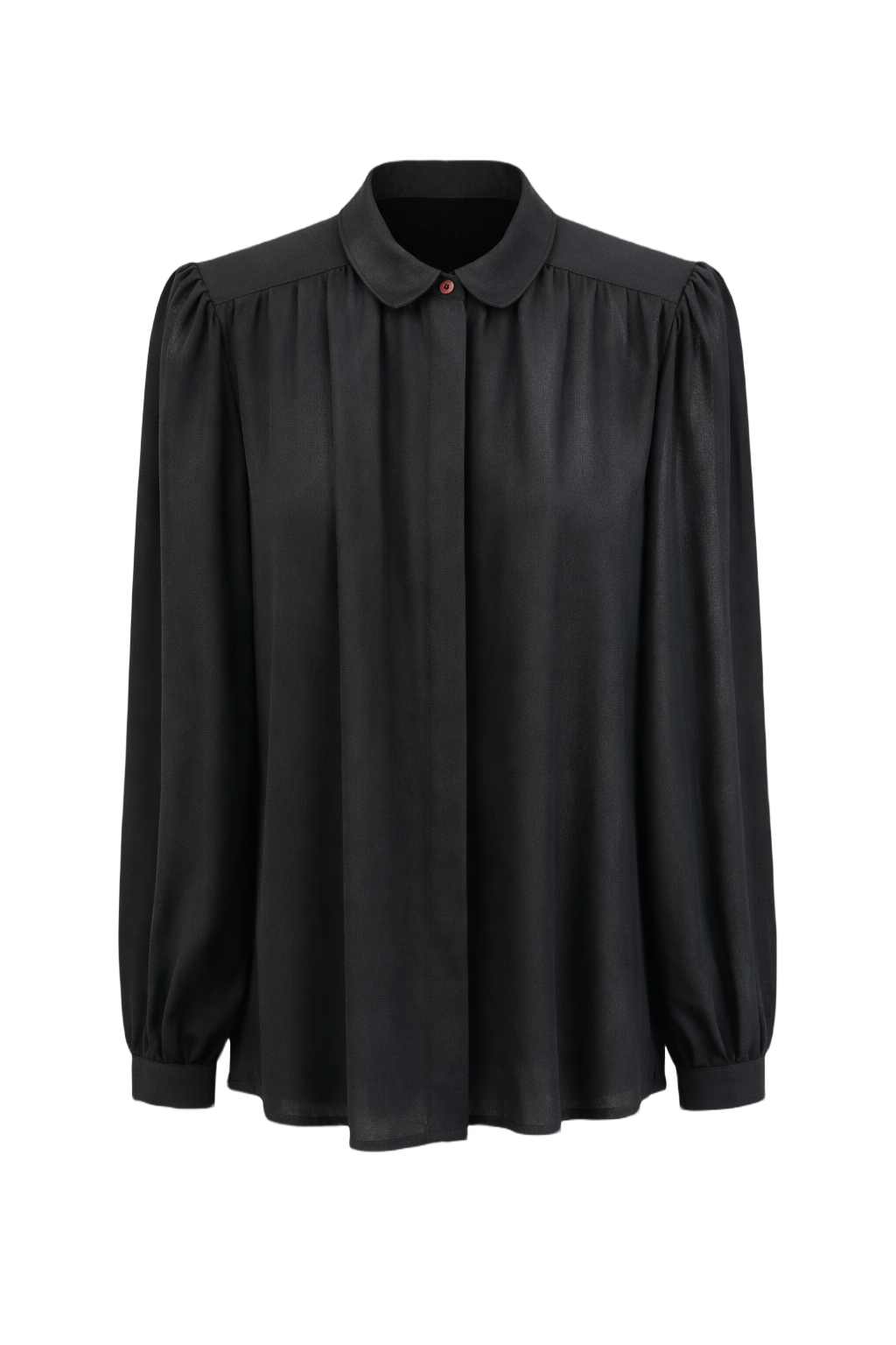 1990s Black Silk Blend Blouse - Front View
