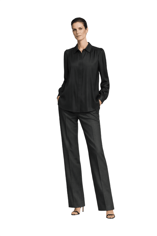1990s Black Silk Blend Blouse - Model