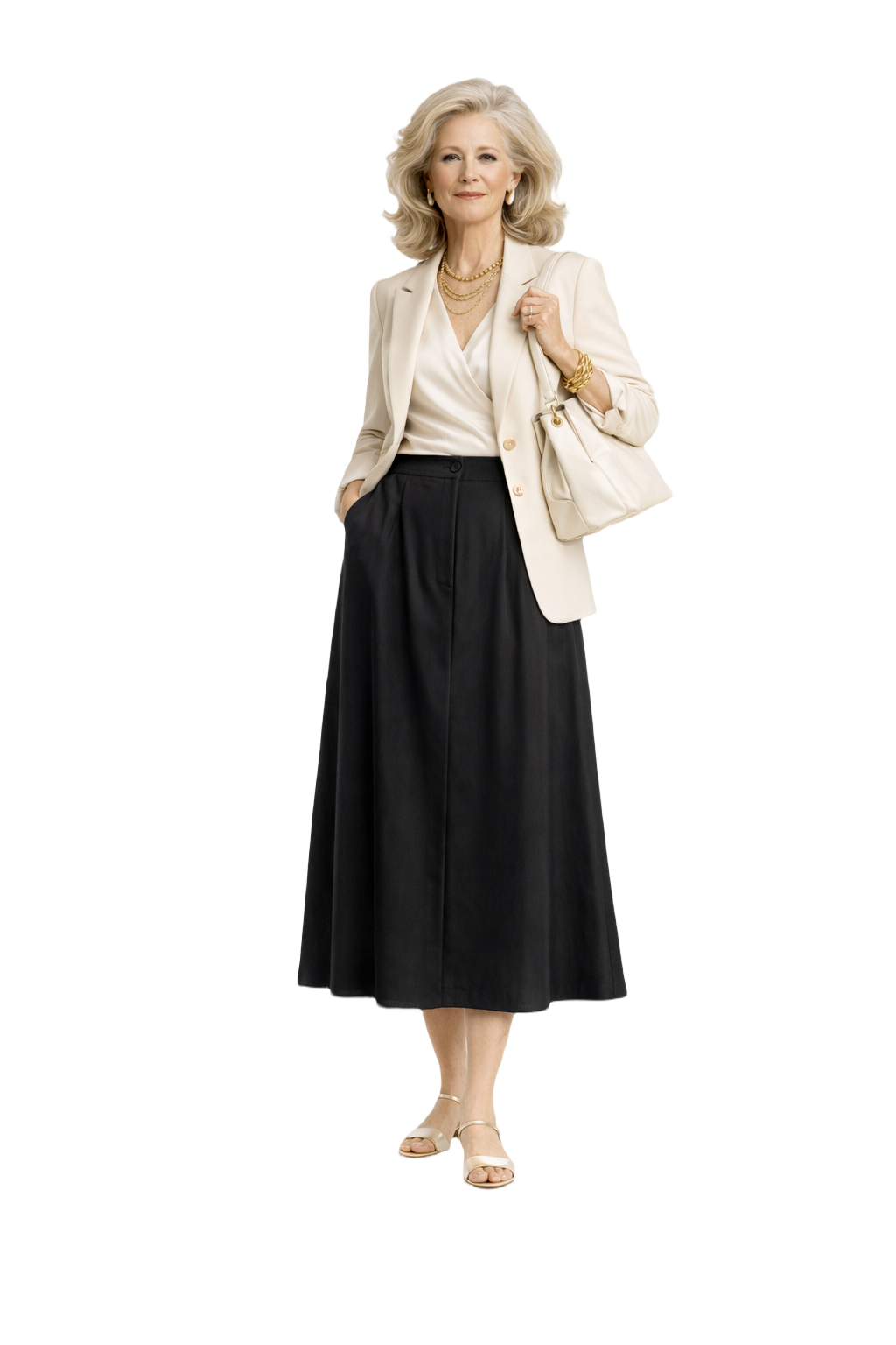 1970s Black Wool Blend Skirt - Model