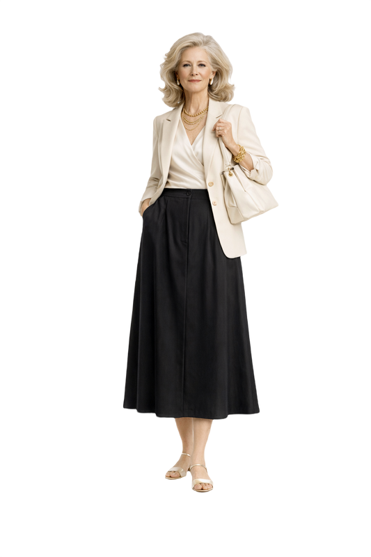 1970s Black Wool Blend Skirt - Model