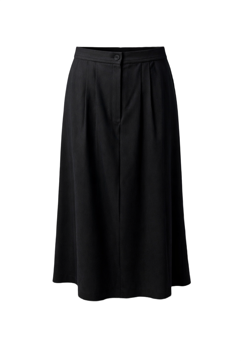 1970s Black Wool Blend Skirt - Front View