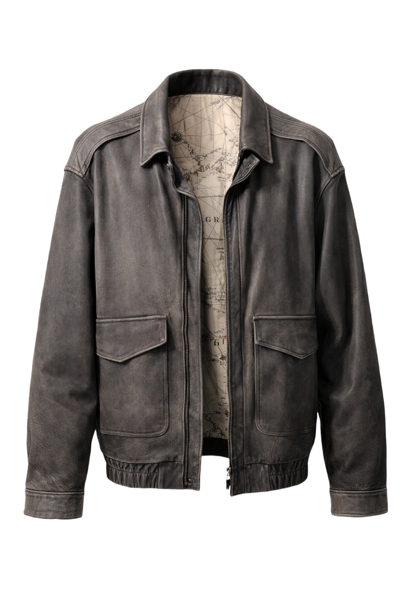 1990s Dark Brown Leather Jacket - Front View