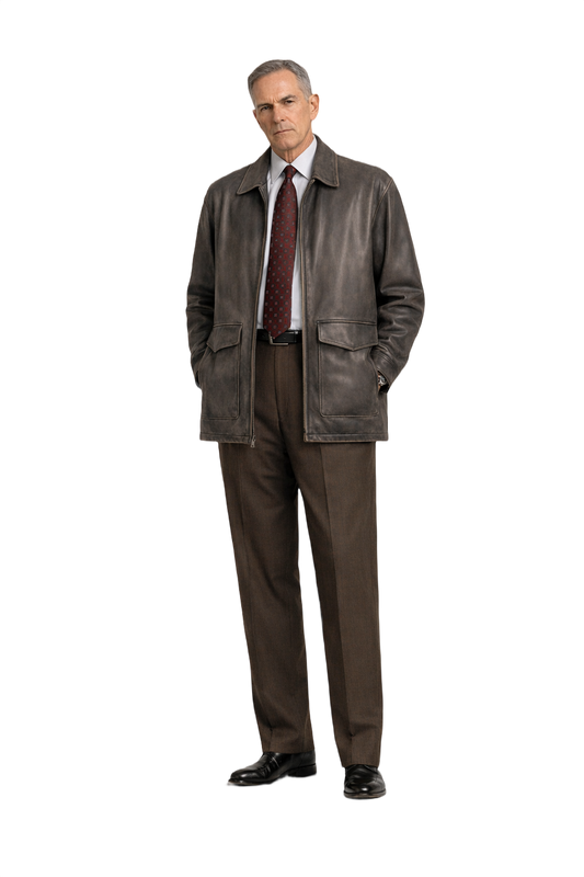 1990s Dark Brown Leather Jacket - Model