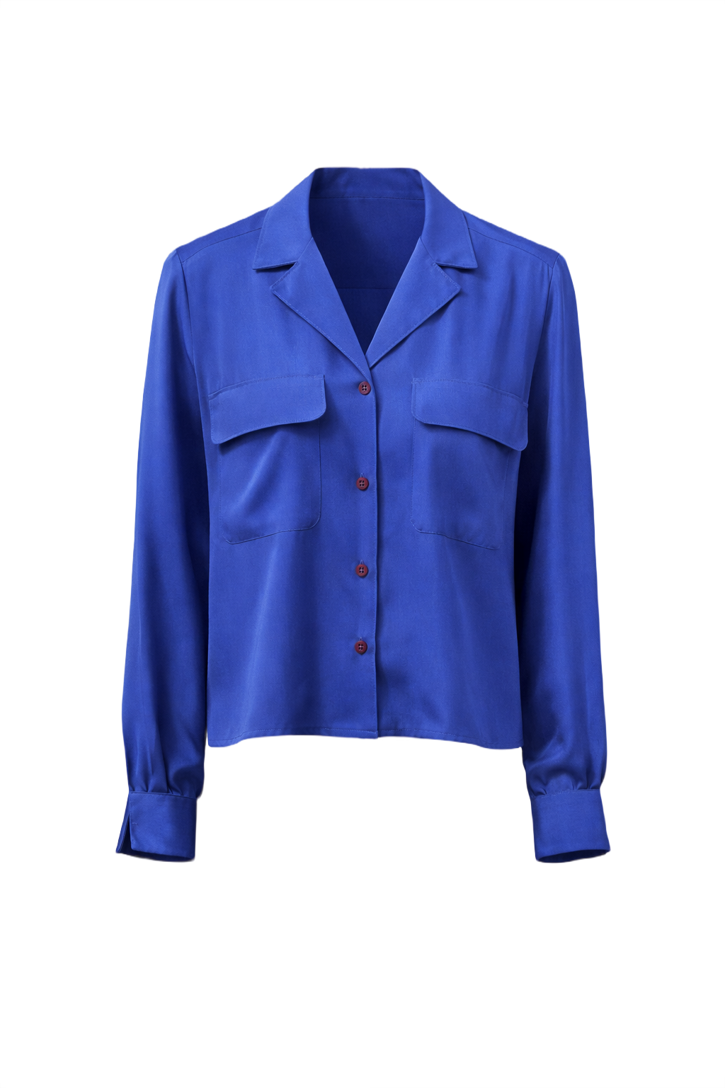 1980s Cobalt Blue Silk Blend Blouse - Front View