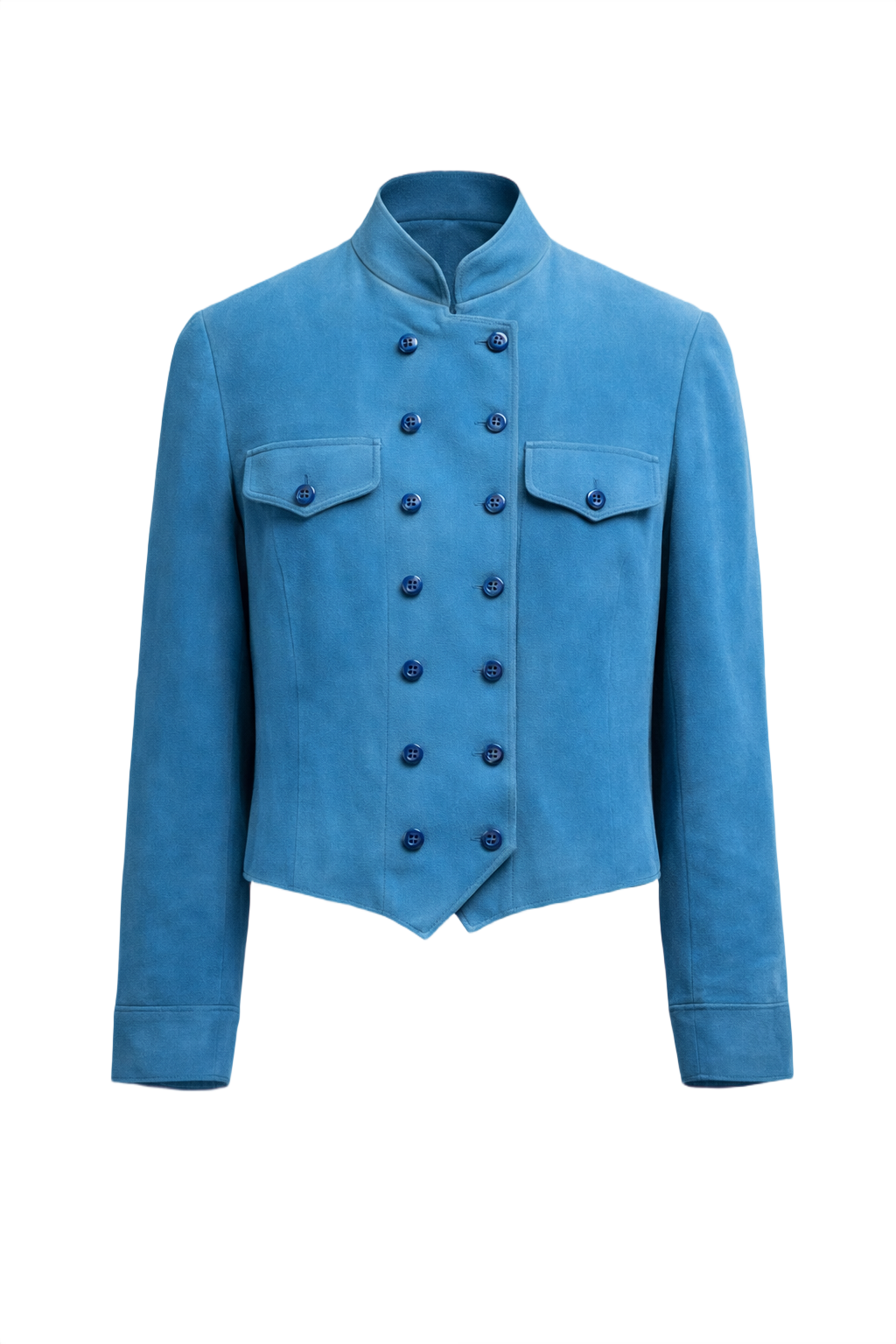 1990s Bright Blue Suede Jacket - Front View