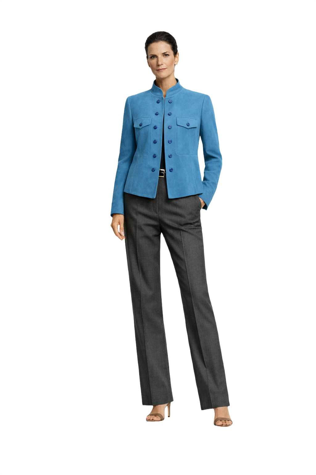 1990s Bright Blue Suede Jacket - Model