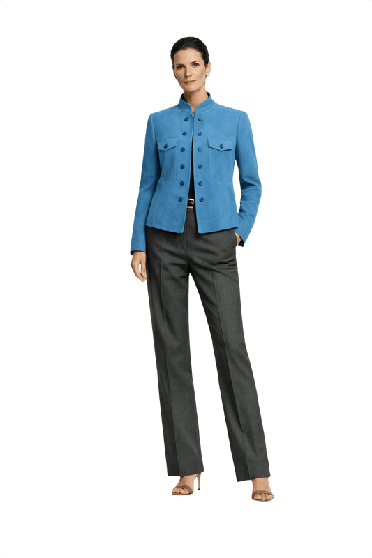1990s Bright Blue Suede Jacket - Model