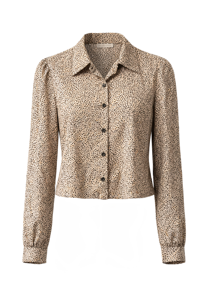 1990s Beige Silk Blend Blouse - Front View