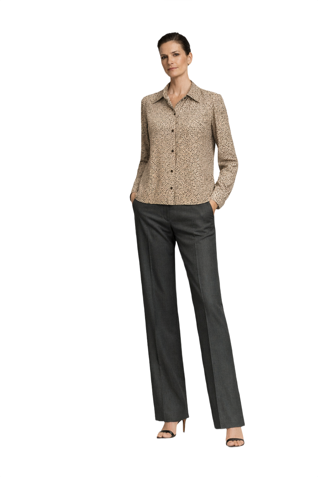 1990s Beige Silk Blend Blouse - Model