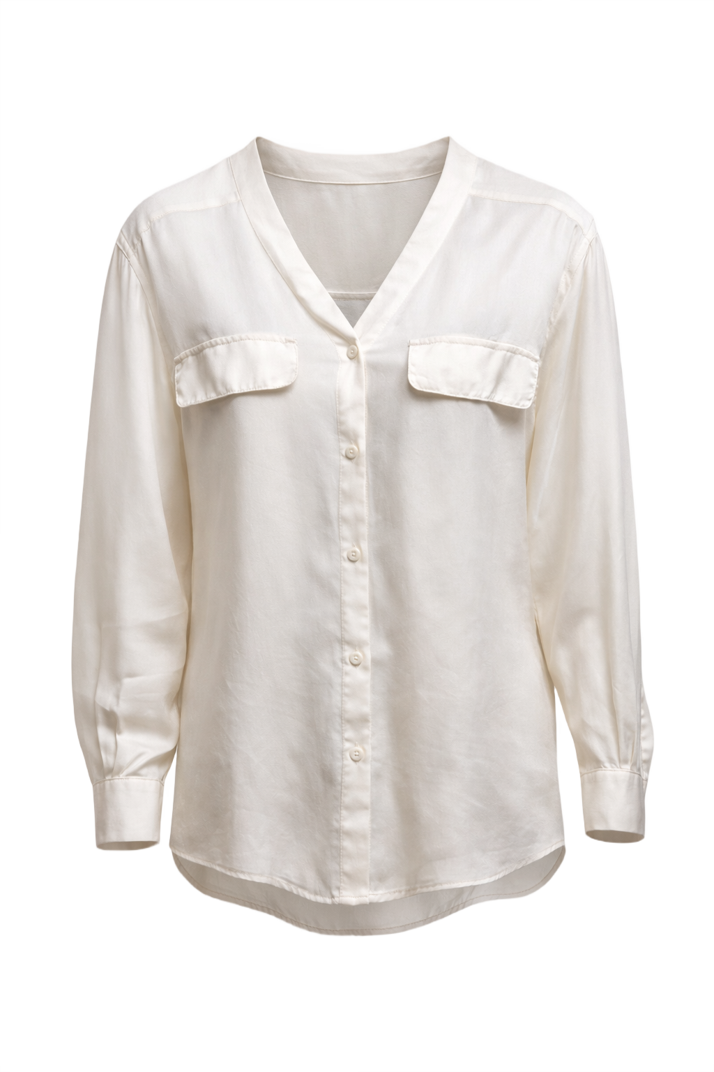 1980s Cream Silk Blend Blouse - Front View