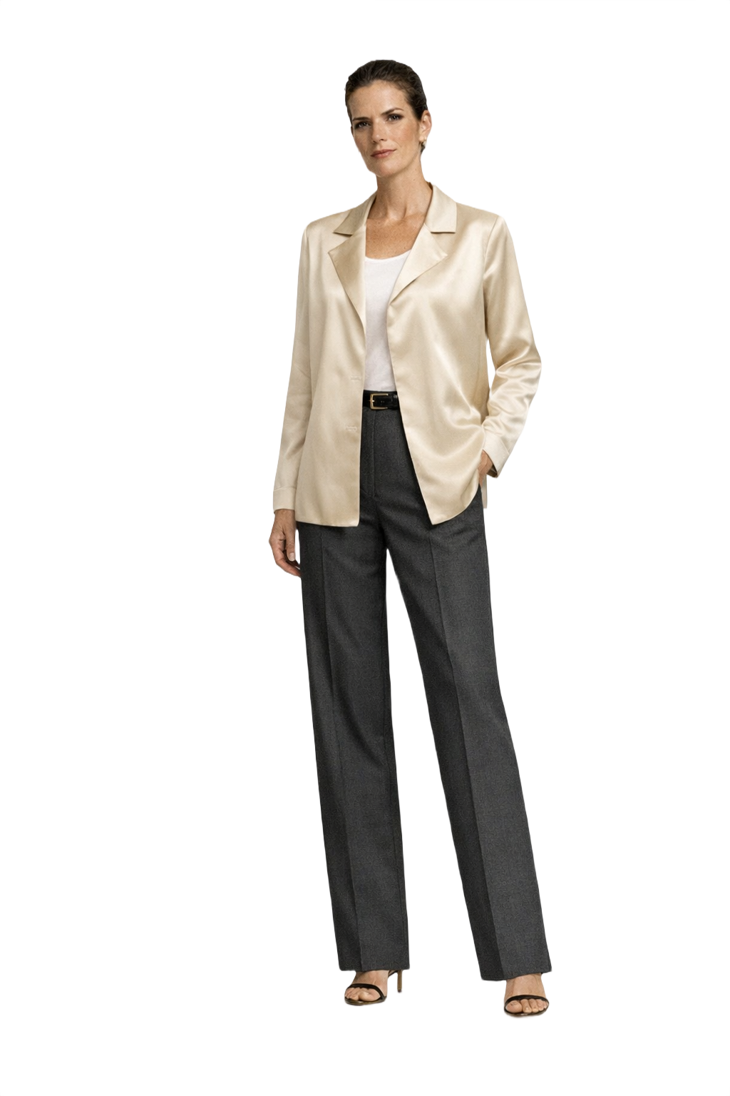 1990s Cream White Silk Blend Blouse - Model