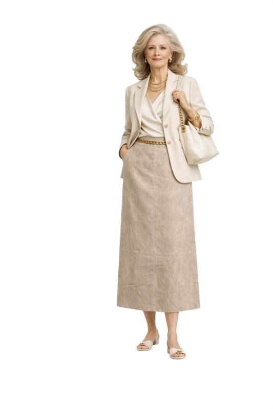 1970s Beige Wool Blend Skirt - Model
