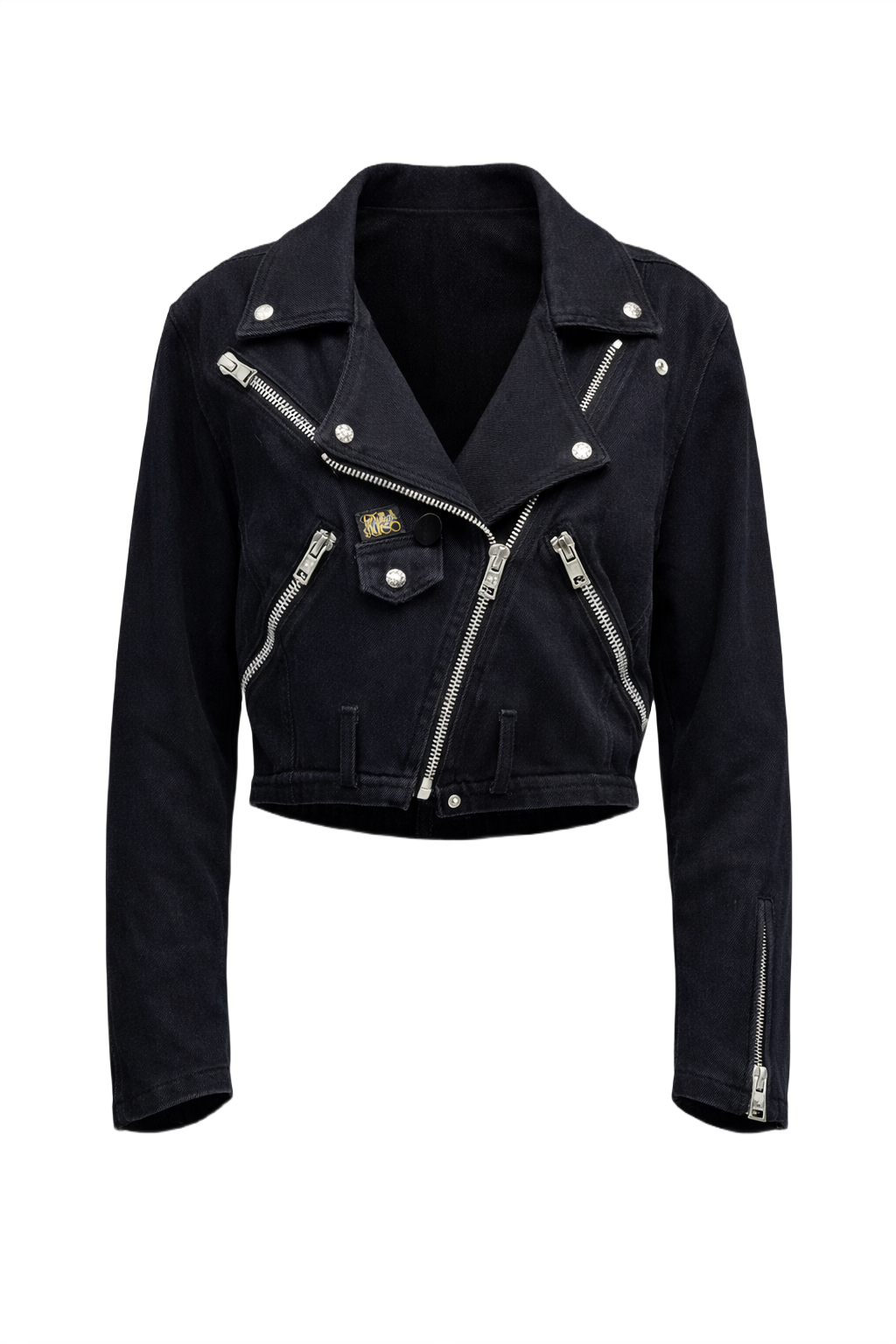 1990s Black Denim Jacket - Front View