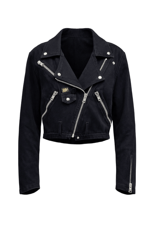 1990s Black Denim Jacket - Front View
