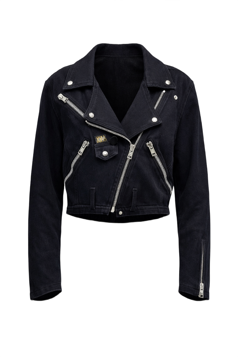 1990s Black Denim Jacket - Front View