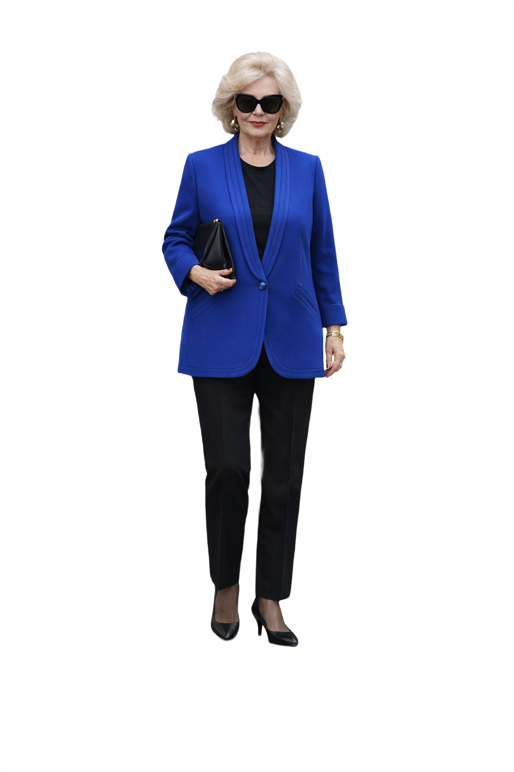 1980s Blue Wool Blend Jacket - Model
