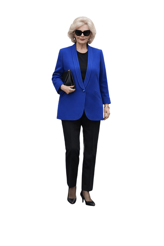 1980s Blue Wool Blend Jacket - Model