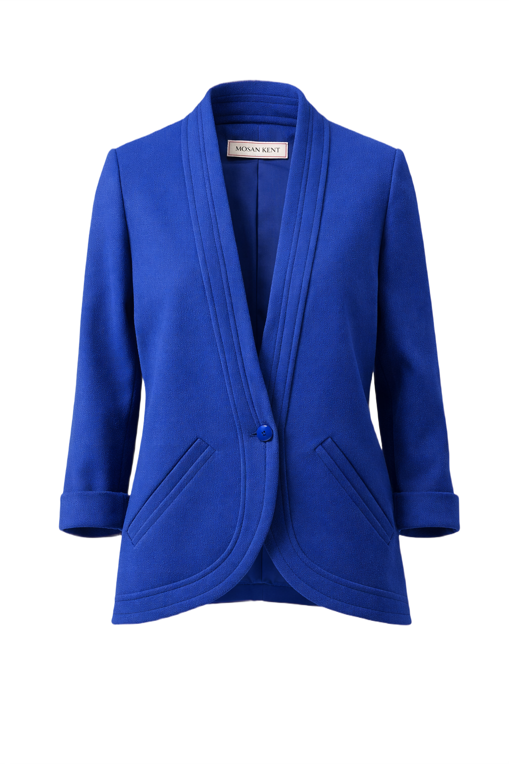 1980s Blue Wool Blend Jacket - Front View