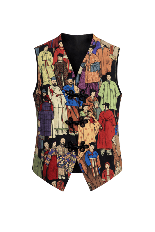 1970s Multi-Color Cotton Vest - Front View