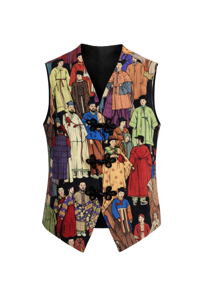 1970s Multi-Color Cotton Vest - Front View