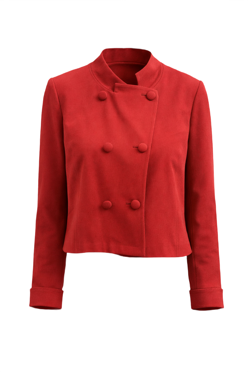 1980s Red Wool Blend Blazer - Front View