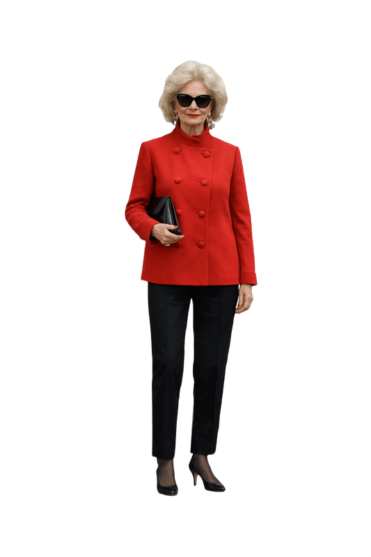 1980s Red Wool Blend Blazer - Model