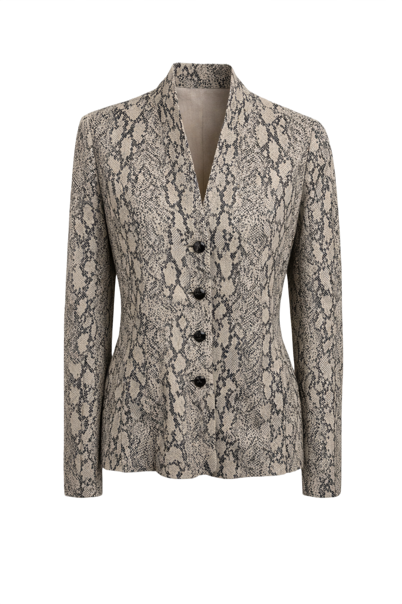 1990s Grey Wool Blend Blazer - Front View