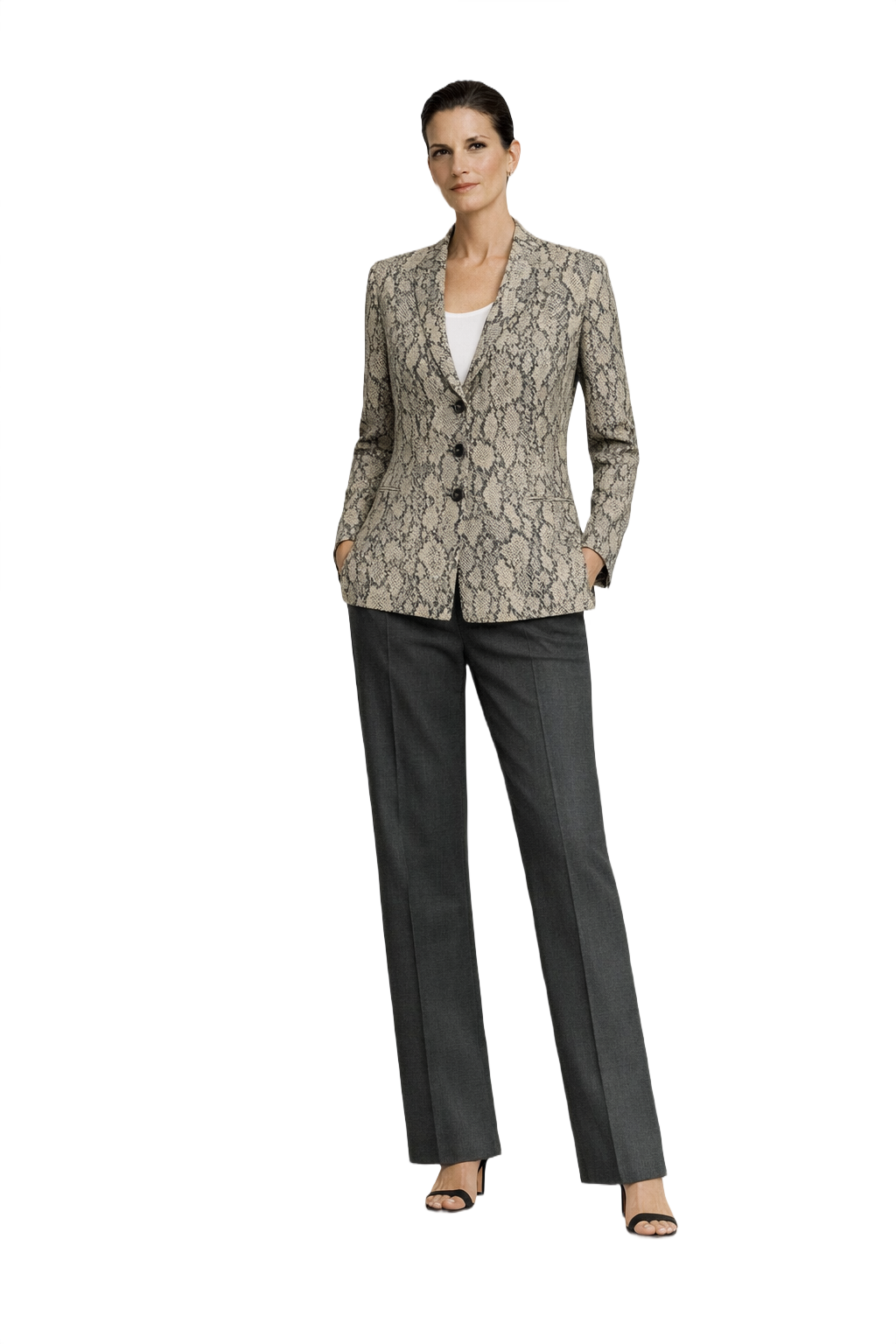 1990s Grey Wool Blend Blazer - Model