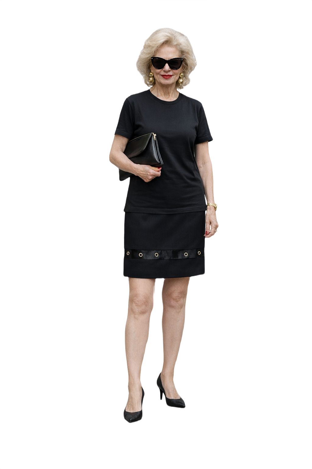 1980s Black Wool Blend Skirt - Model