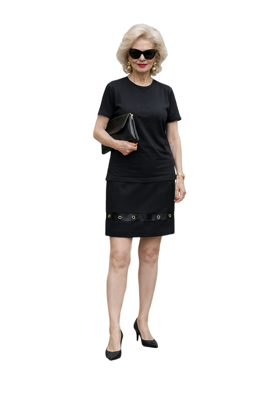 1980s Black Wool Blend Skirt - Model