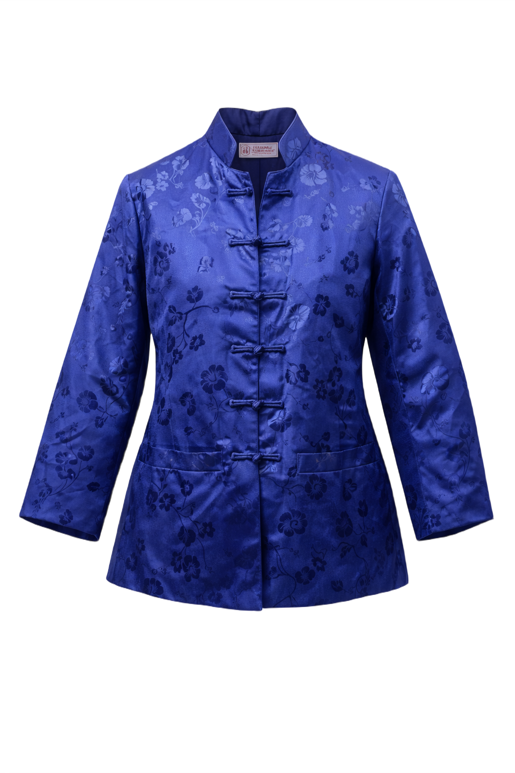 1970s Royal Blue Satin Jacket - Front View