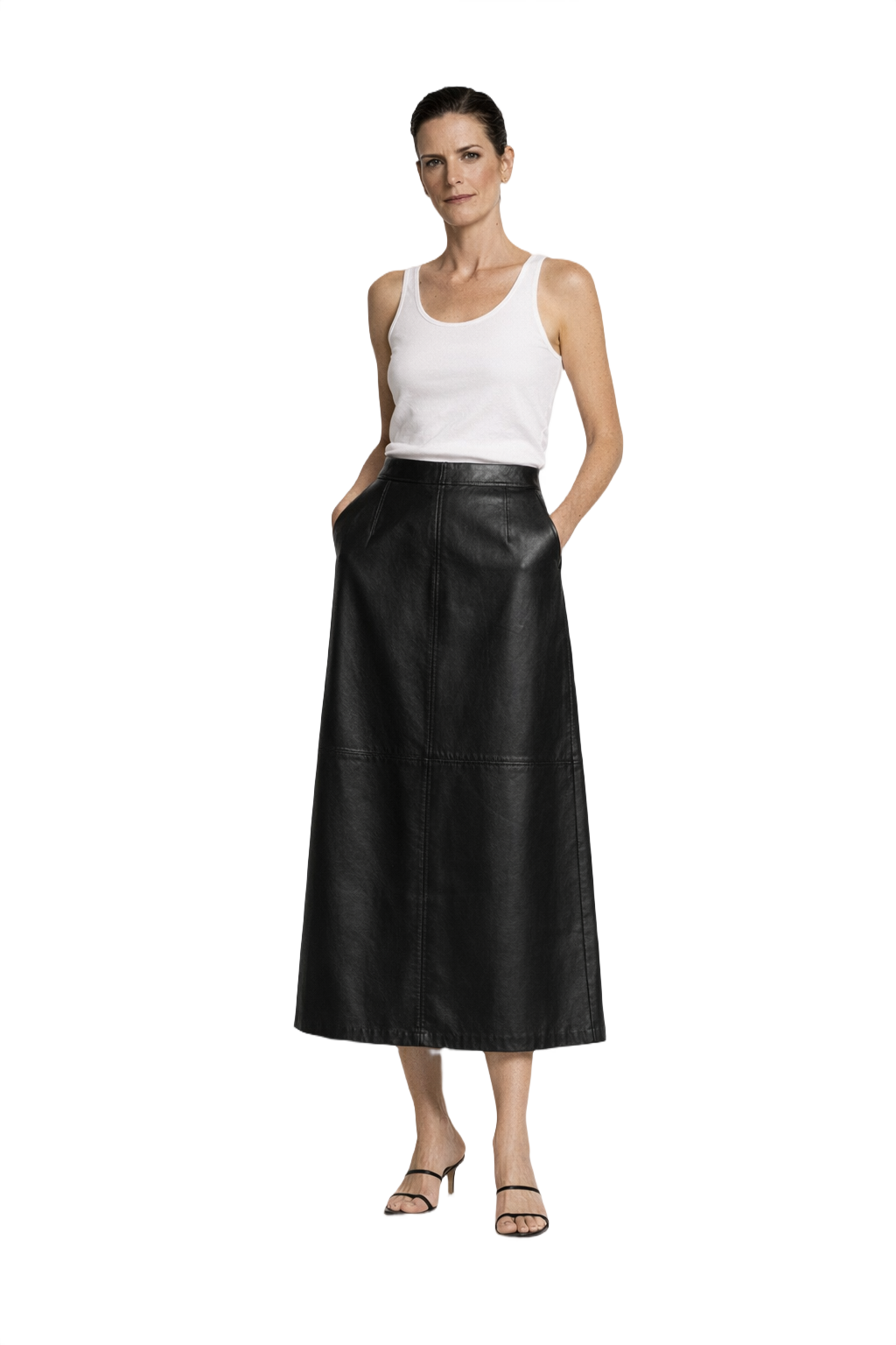 1990s Black Leather Skirt - Model