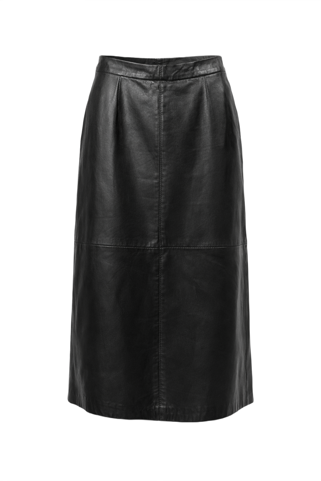 1990s Black Leather Skirt - Front View