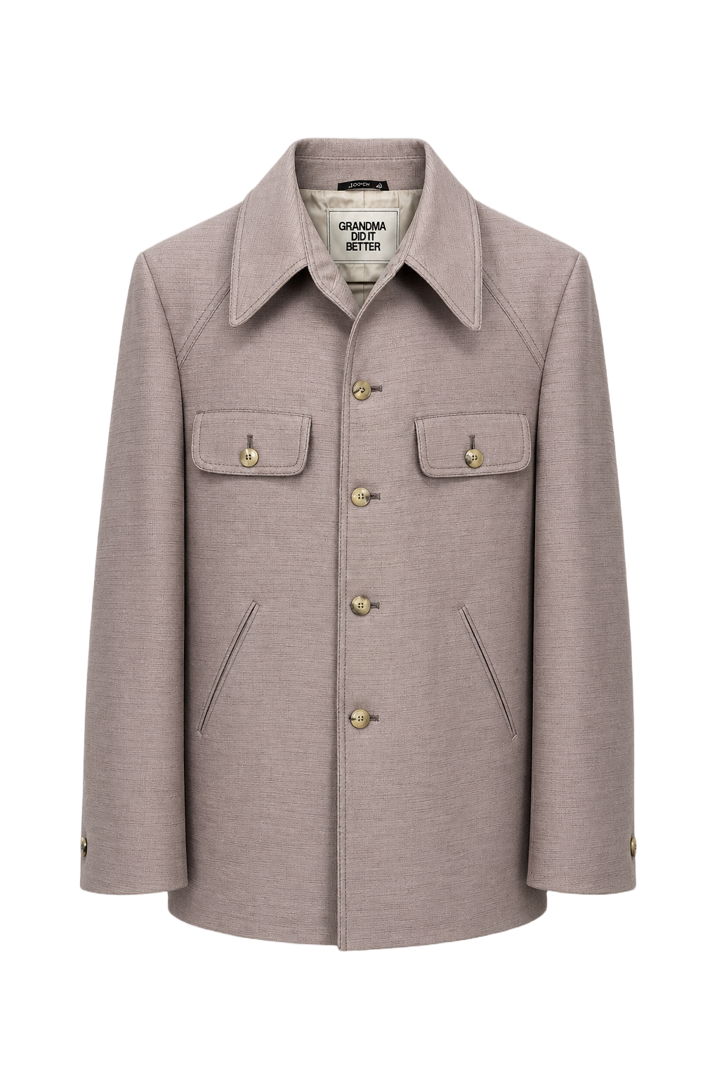 1970s Beige Polyester Blend Jacket - Front View