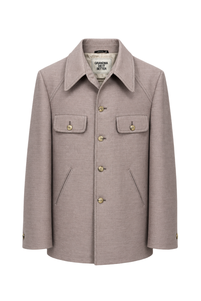 1970s Beige Polyester Blend Jacket - Front View