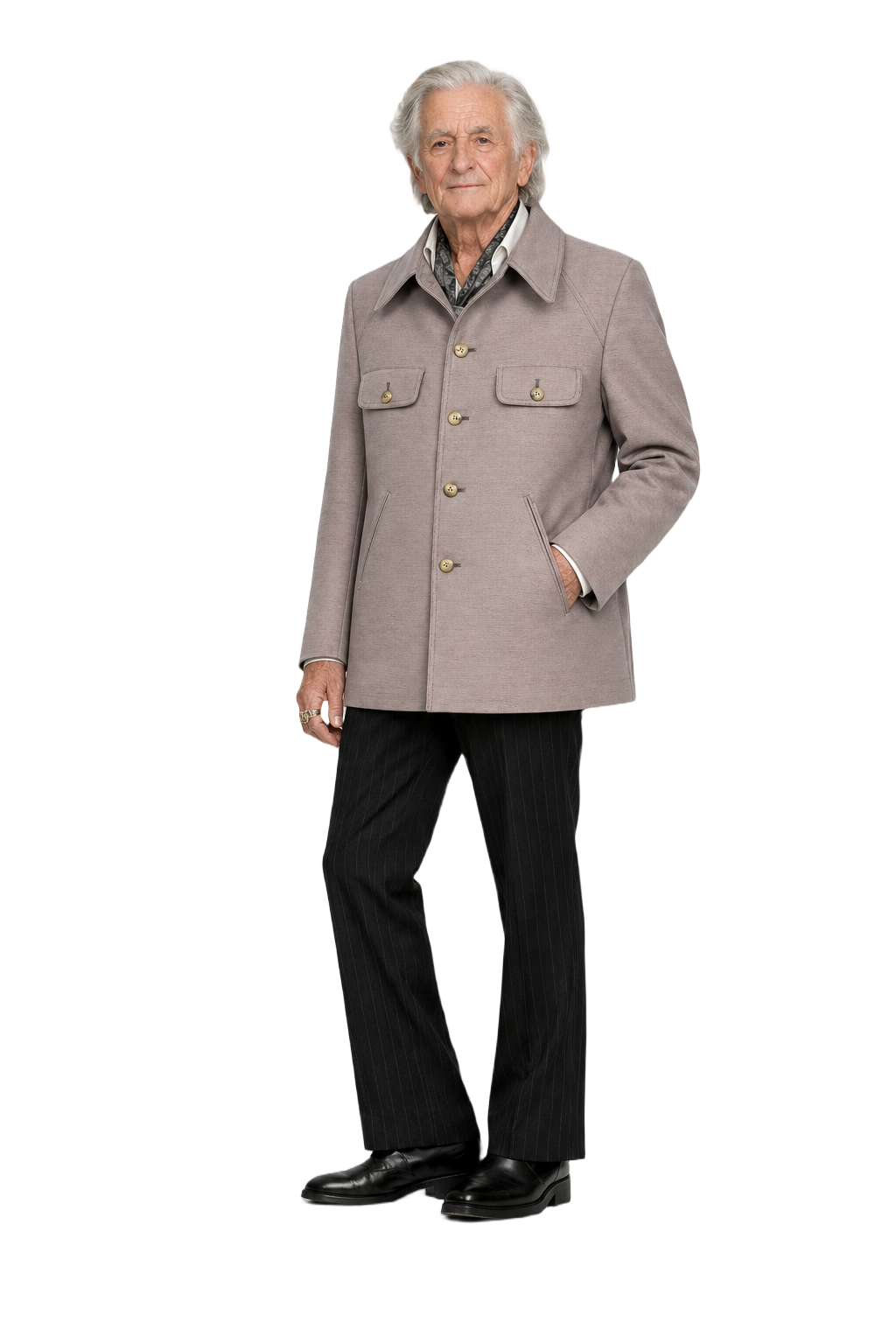 1970s Beige Polyester Blend Jacket - Model