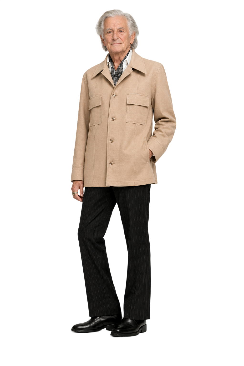 1970s Beige Polyester Jacket - Model