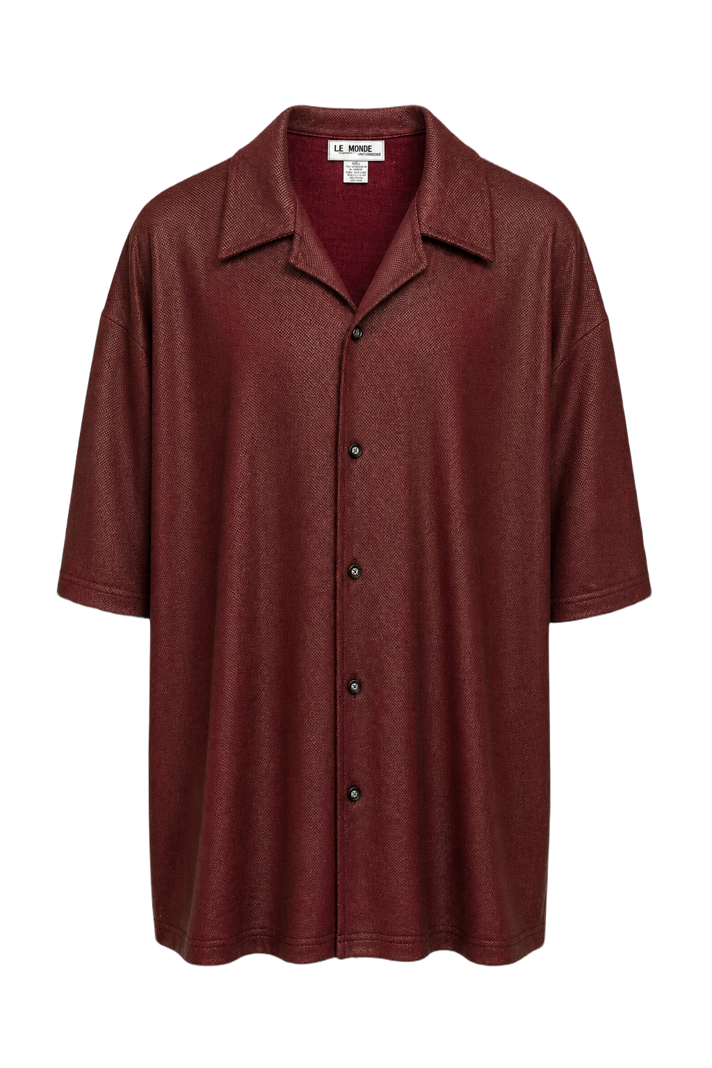 1980s Burgundy Polyester Shirt - Front View