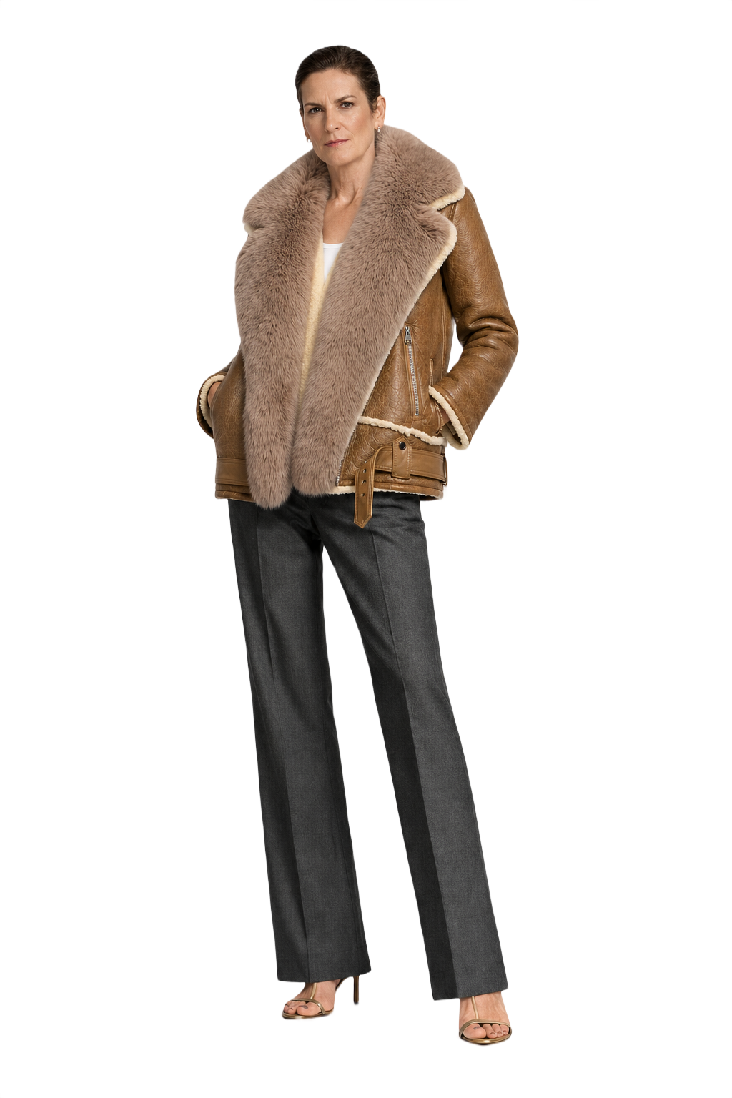 1990s Brown Leather Jacket - Model