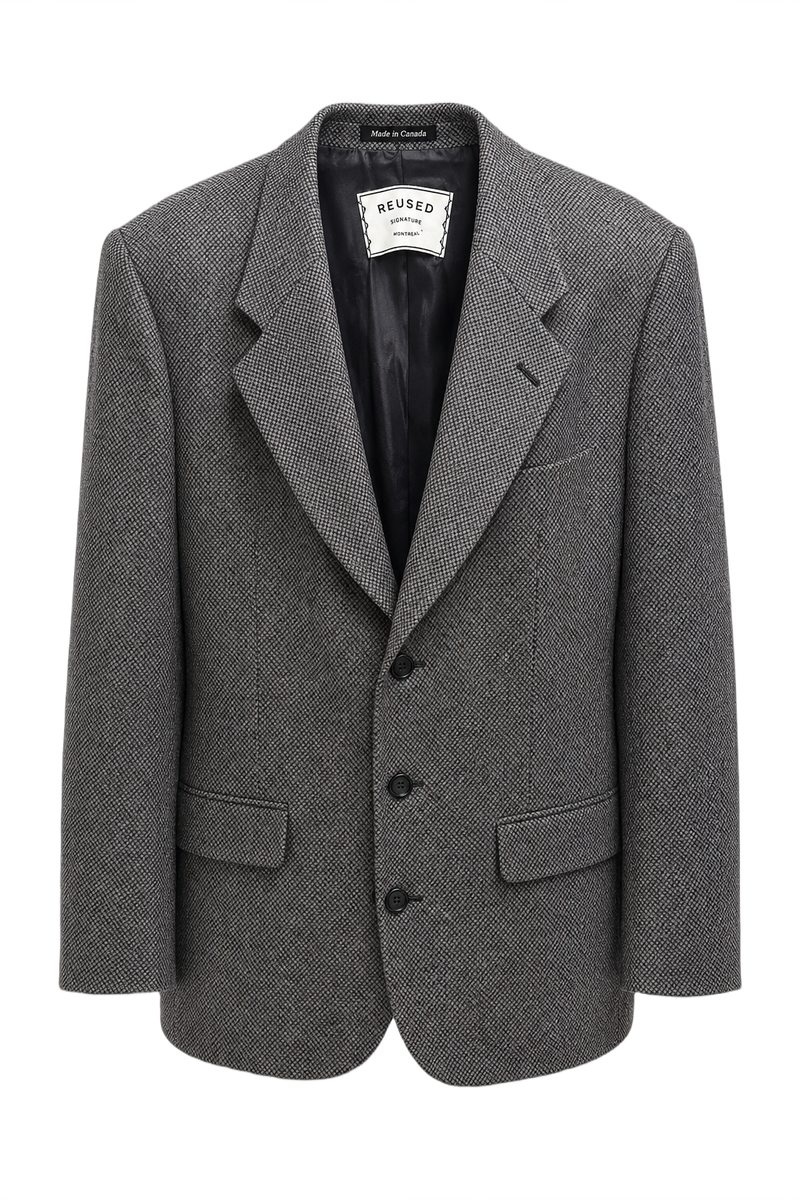 1980s Grey Wool Blazer - Front View