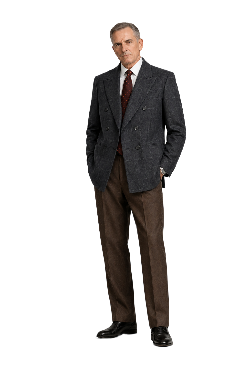 1990s Charcoal Grey Wool Blend Blazer - Model