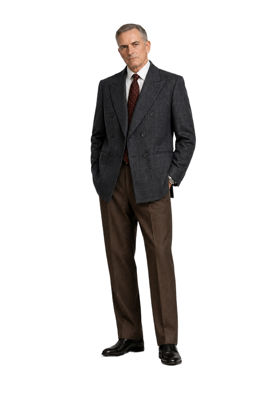 1990s Charcoal Grey Wool Blend Blazer - Model