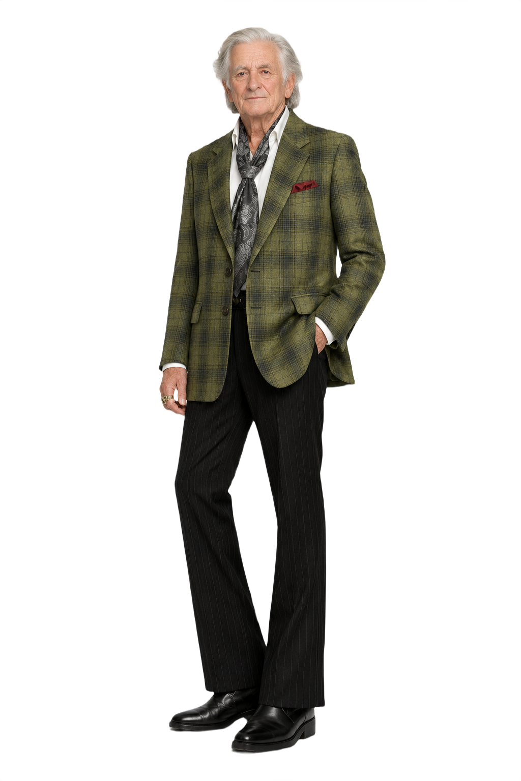 1970s Green Plaid Wool Blazer - Model
