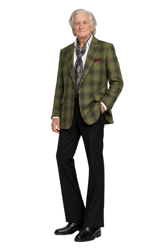 1970s Green Plaid Wool Blazer - Model