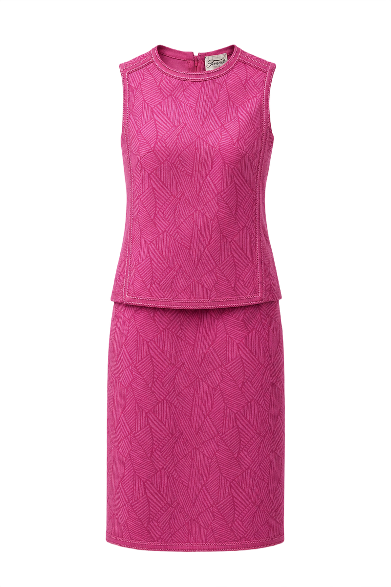 1960s Bright Pink Top and Skirt Set - Front View