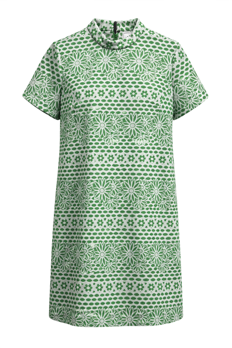 1960s Green Cotton Shift Dress - Front View