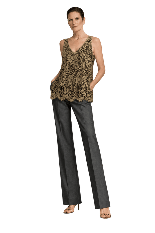 1990s Gold Lace Tank Top - Model